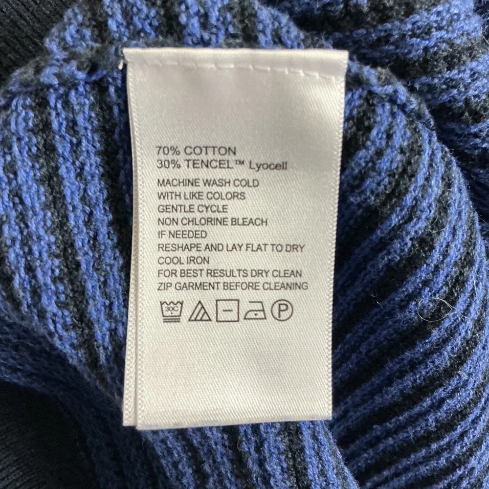 Tommy Bahama Quarter Zip Sweater Mens XXL Blue Textured Stripe Pullover ST424495